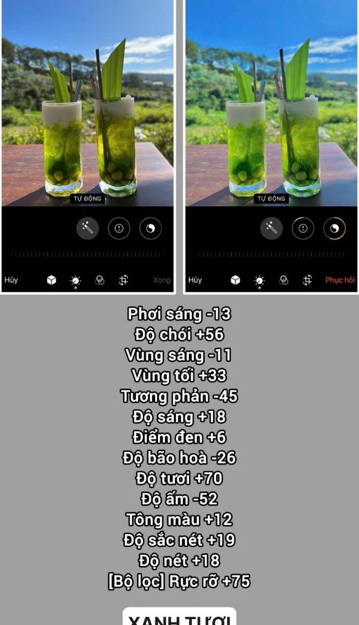 Công thức chỉnh ảnh đẹp iPhone